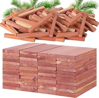 100 Pcs Cedar Blocks for Clothes Storage Natural Fragrance Wood Planks Cedar Chips with Balls/Sticks for Closet Storage Kitchen Wall and Drawer Accessories (Blocks and Sticks)