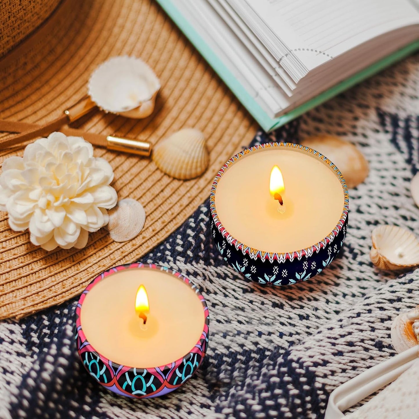 Set of 48 Small Scented Candles Soy Wax Aromatherapy Candles 2.5 OZ Portable Tin Candles with Lid, Relaxation Gifts Basket for Mother, Women, Friends and Coworkers