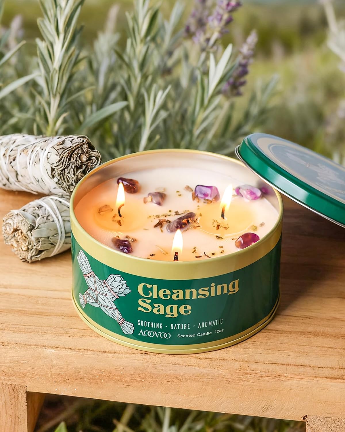 AOOVOO Sage Candle for Cleansing - 2 Pack Scented Candles