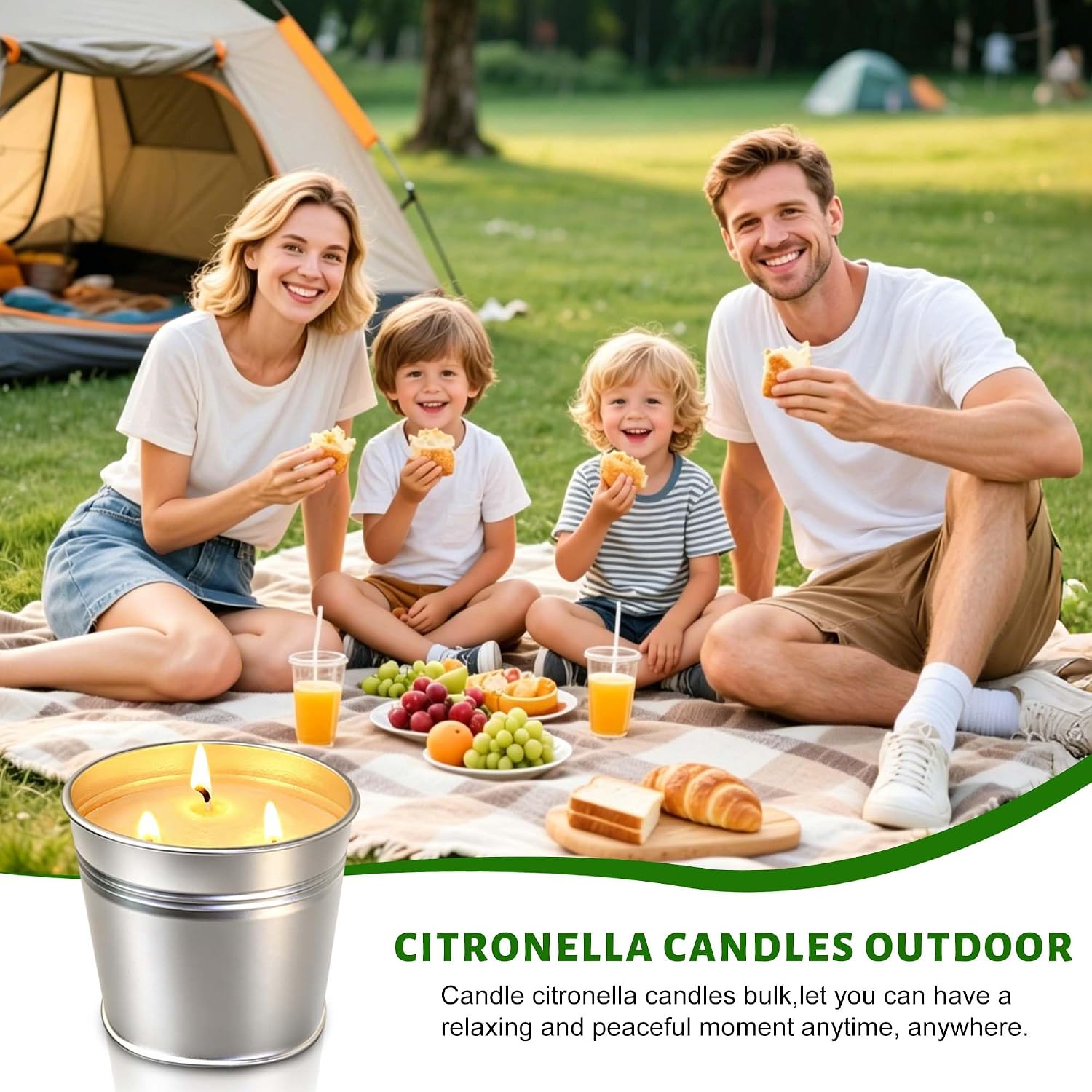 Natural Soy Citronella Candles Outdoor, 19.4oz 110H Clean Burning Citronella Candles, 3 Wicks Large Non Toxic Summer Scented Candle Gifts for Yard, Patio, Balcony, Garden, Camping, BBQ