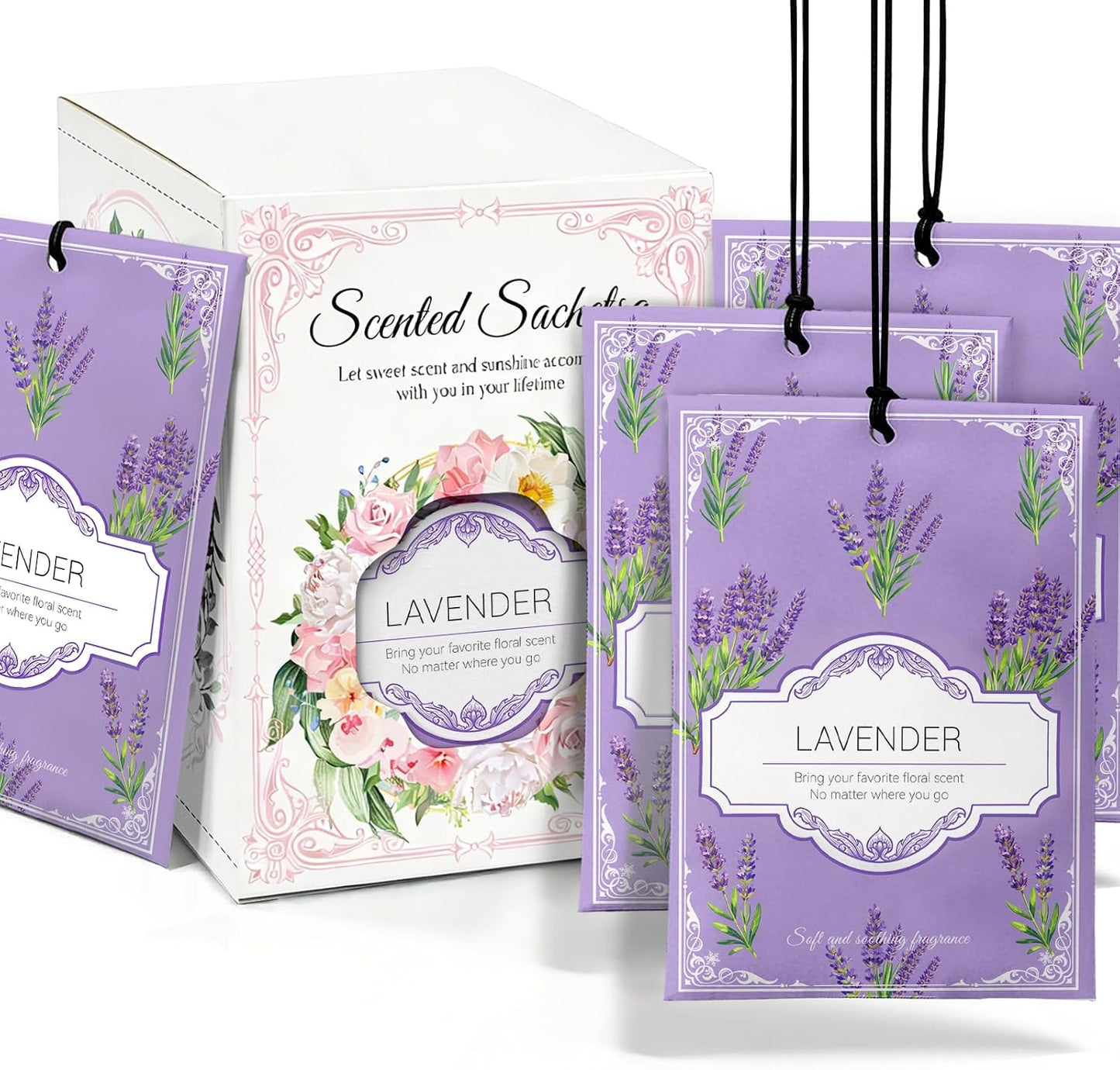 Lavender Sachets for Drawers and Closets - 12 Pack Long Lasting Odor Eliminator Bags, Natural Fresh Scent for Wardrobe, Storage, Car & Home, Air Freshener Sachets