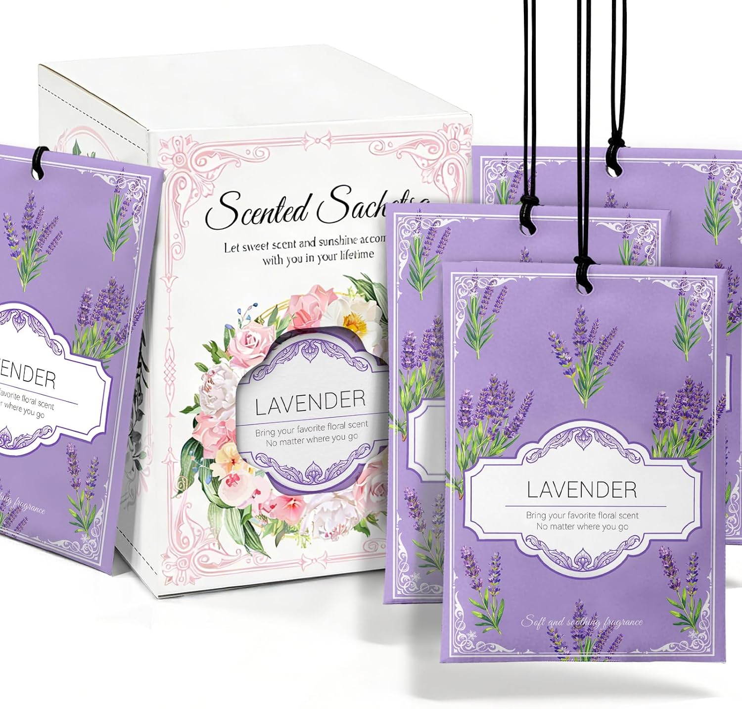 Lavender Sachets for Drawers and Closets - 12 Pack Long Lasting Odor Eliminator Bags, Natural Fresh Scent for Wardrobe, Storage, Car & Home, Air Freshener Sachets