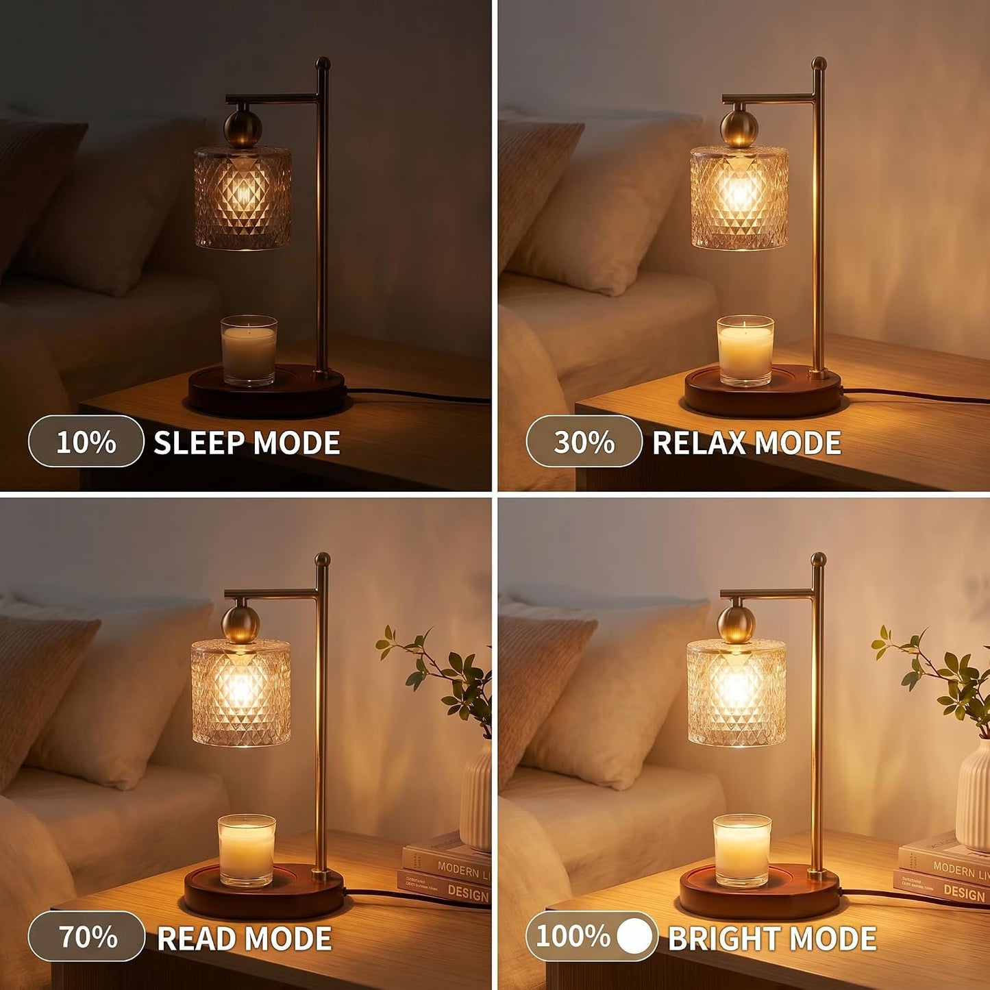 Glass Candle Warmer with Timer and Dimming Function, Perfect as a Birthday Present for Women，a Unique Candle Warmer Gift for Mum， a Housewarming Present， or as a Decorative Item for a new Home
