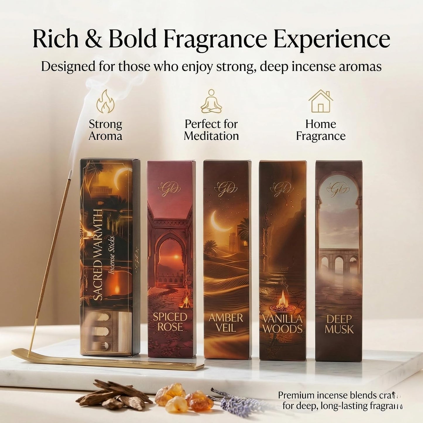 Premium Guruji Divinity Sacred Nights Incense Gift Set | Hand-Rolled Masala Incense for Meditation, Yoga & Home Fragrance