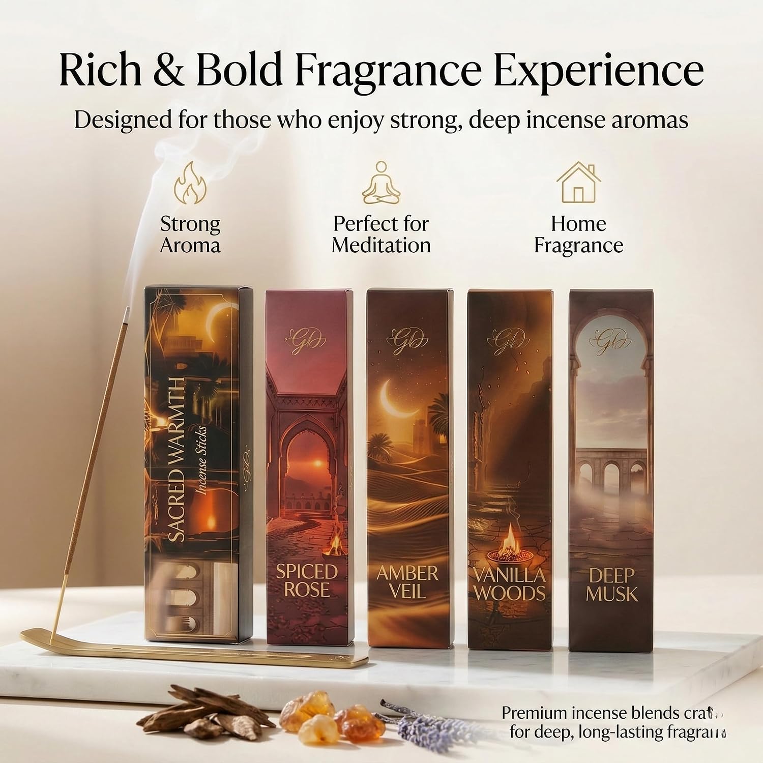 Premium Guruji Divinity Sacred Nights Incense Gift Set | Hand-Rolled Masala Incense for Meditation, Yoga & Home Fragrance