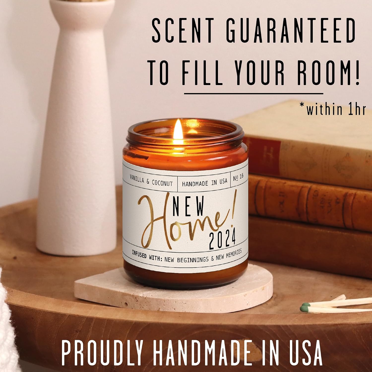 House Warming Gifts New Home, Housewarming Gifts New Home - 'New Home 2024' Soy Candle, w/Vanilla, Coconut & Vetiver I for New House, New Home Gifts I 9oz Jar, 50Hr Burn, Made in USA