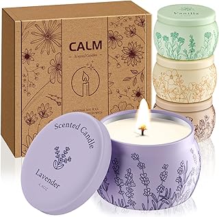 Scented Candles for Mom, 17.6oz Romantic Jar Candles for Women Girl Candle Set, 120H Burning, Soy Candle for Home Scented, Mother's Day,Birthday,Lavender | Vanilla | Rose & Sandalwood | Jasmine -4Pack