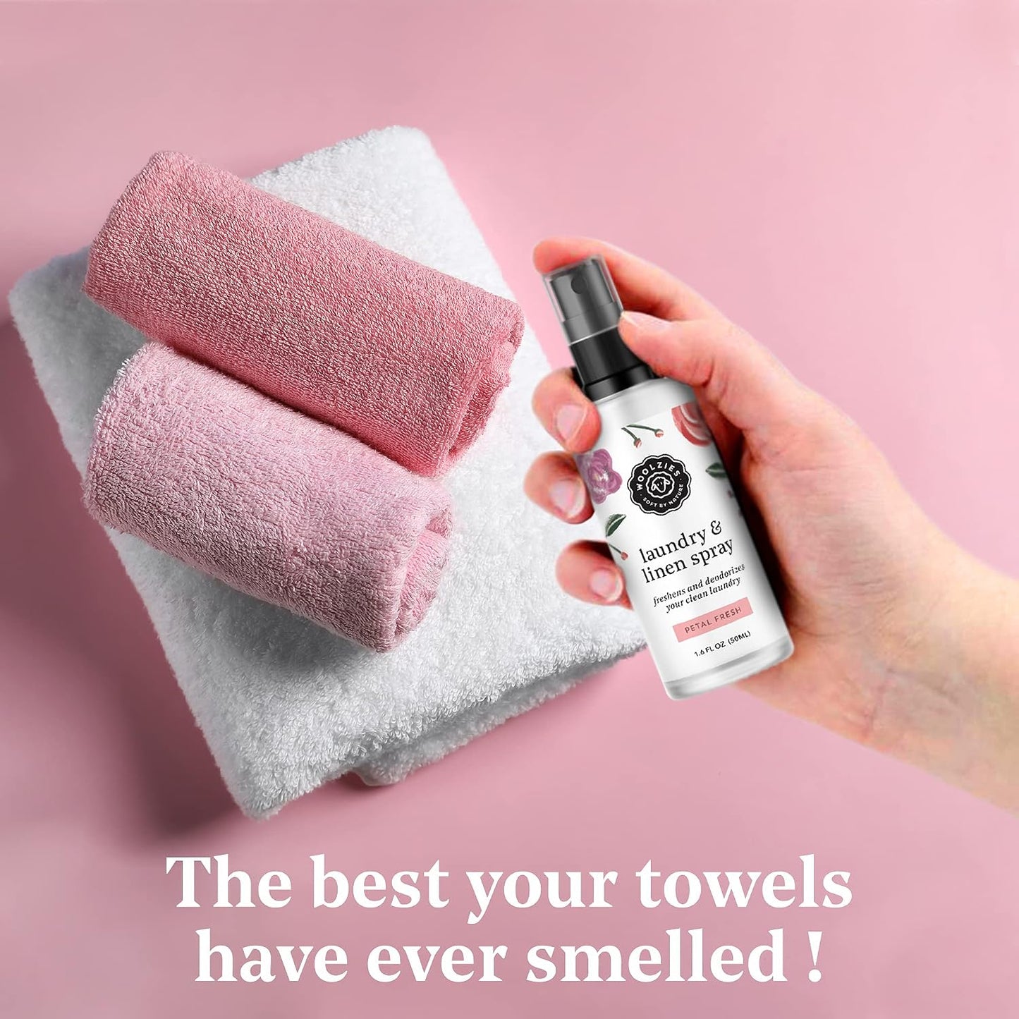 Woolzies Laundry Essential Oil Linen Spray Set | Use with Wool Dryer Balls, Face, & Body, Natural Room Mist | Includes Petal Fresh, Still Breeze, Citrus Clean 50 ML