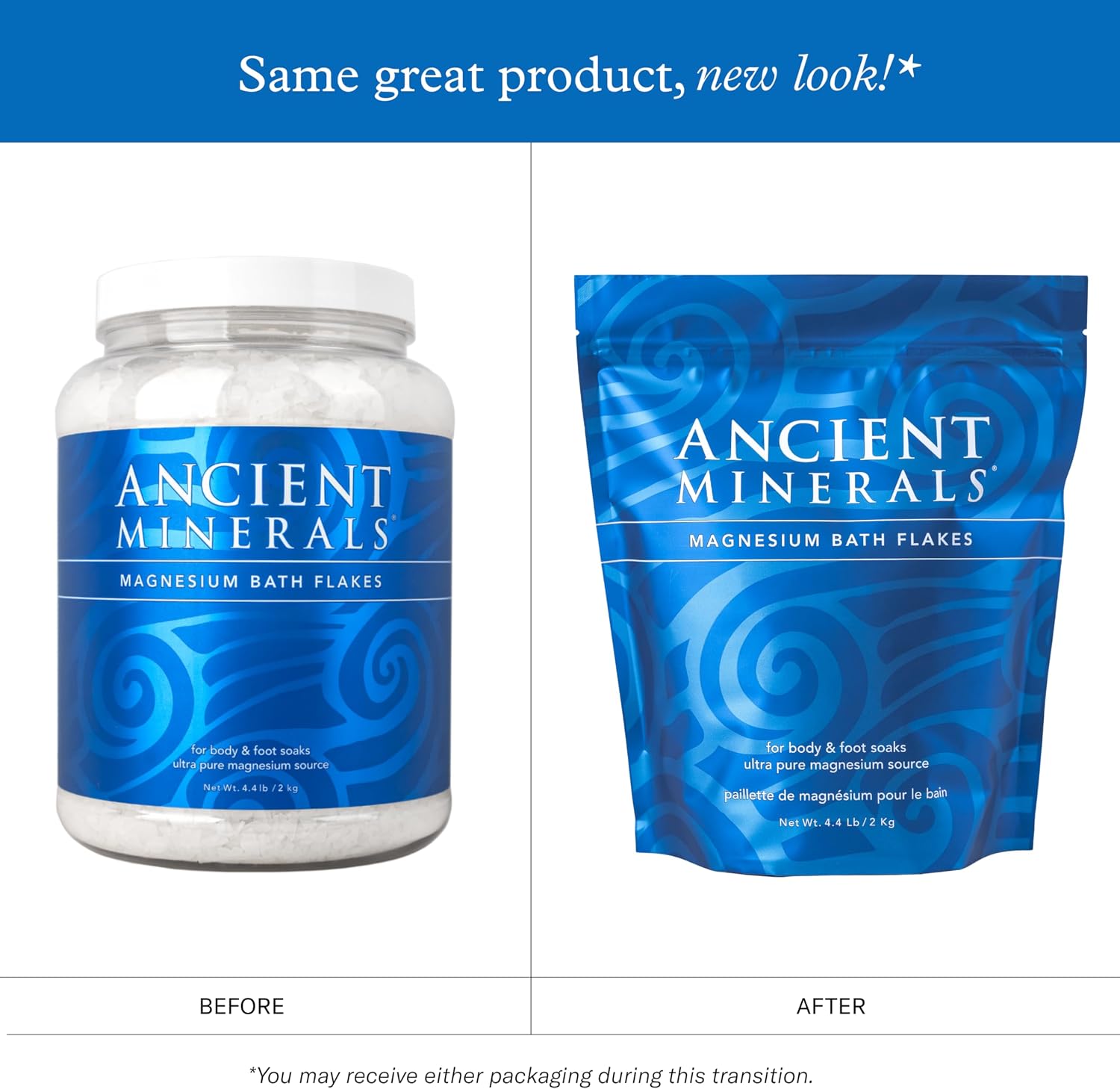 Ancient Minerals Magnesium Bath Flakes - Bathing Alternative to Epsom Salt - Soak in Natural Salts - High-Absorption Efficiency for Relaxation, Wellness & Muscle Relief (4 .4 lb)