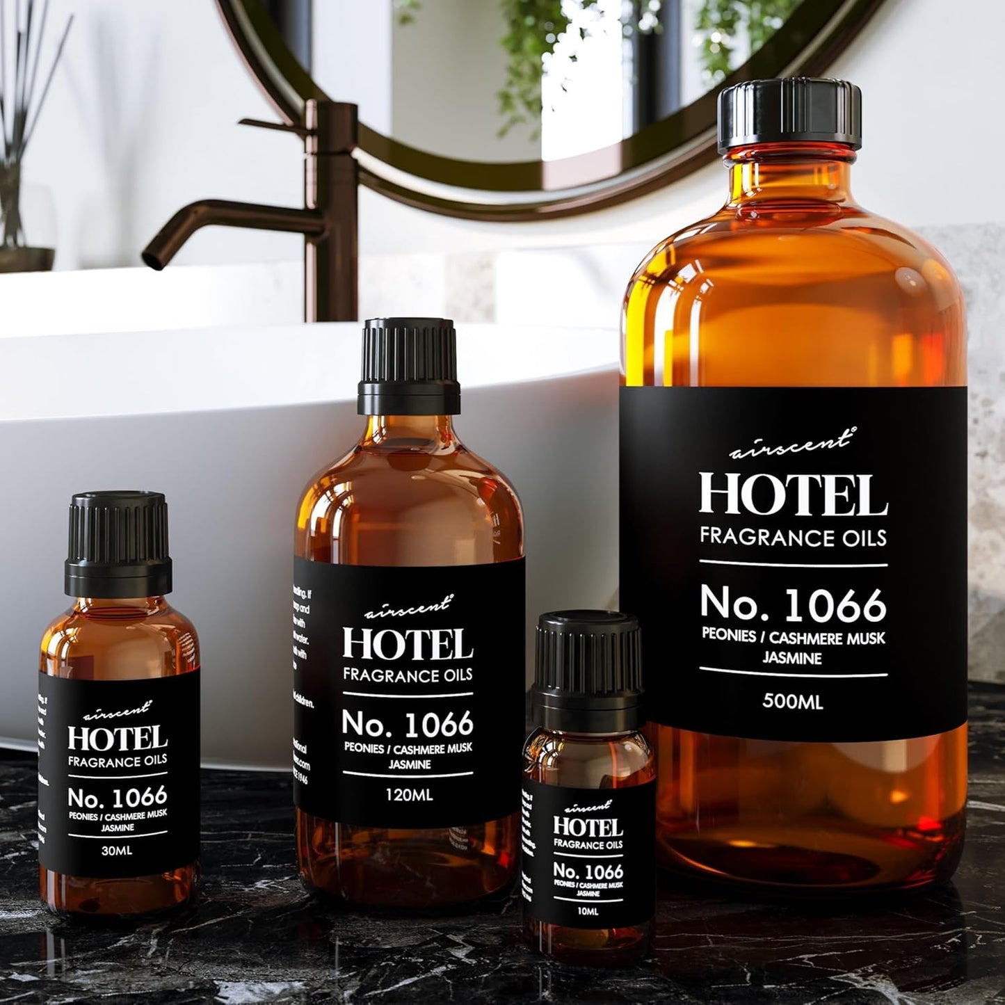 AirScent Hotel Diffuser Oil No. 1066 - Peonies Cashmere Jasmine - Premium Fragrance Oil for Ultrasonic and Waterless Diffusers and Crafting - 10 mL, 0.34 fl oz Glass Dropper Bottle
