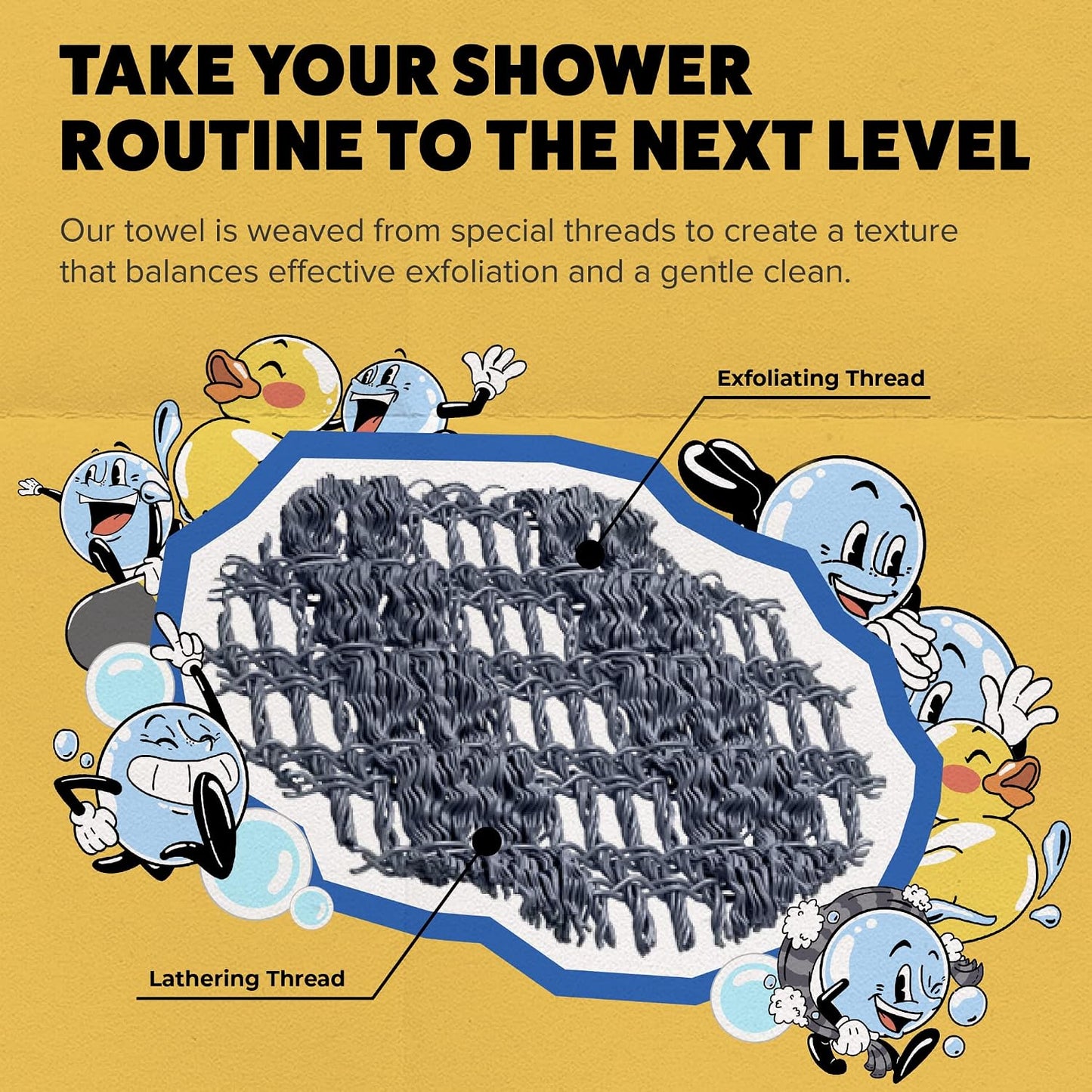 GOSHI Exfoliating Shower Towel - Long Body Scrubber for Back Acne, KP & Smooth Skin - Durable Rip-Resistant Weave, Quick-Dry Nylon Washcloth - Ethically Crafted in Gunma, Japan - Grey