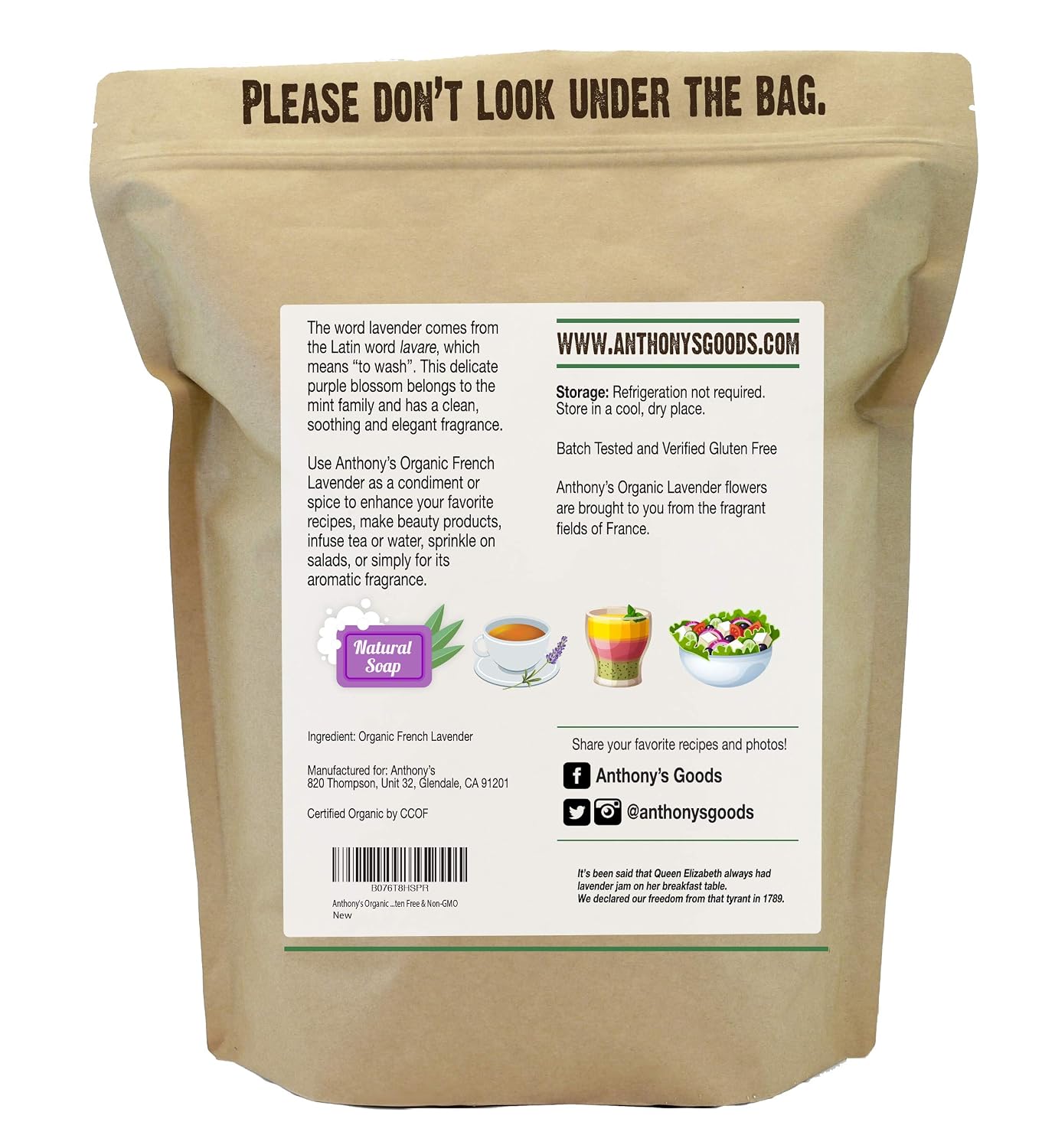 Anthony's Organic French Lavender Petals, 5 oz, Extra Grade, Dried, Gluten Free & Non GMO