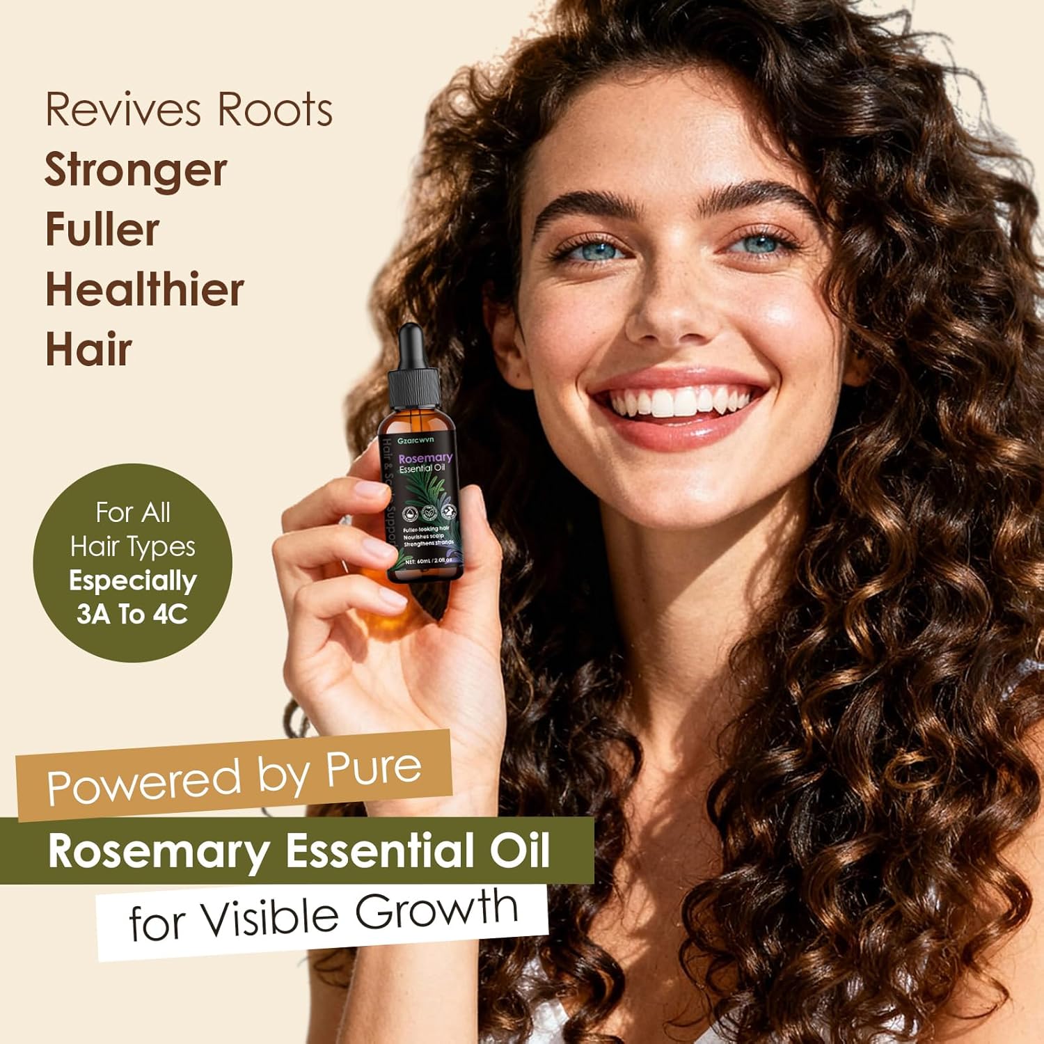 Rosemary Essential Oil for Hair Growth & Scalp Care, 60ml | Plant-Based Nourishing Oil, Daily Scalp Massage, Stronger & Smoother Hair, Paraben-Free
