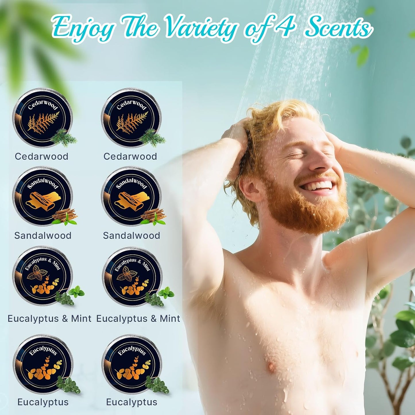 Shower Steamers Aromatherapy for Men 8 Pack, Fathers Day Dad Gifts for Husband Dad Grandpa Son Boyfriend from Daughter Wife, Bath Bombs Self Care Relaxation Stress Relief Birthday Gifts for Men