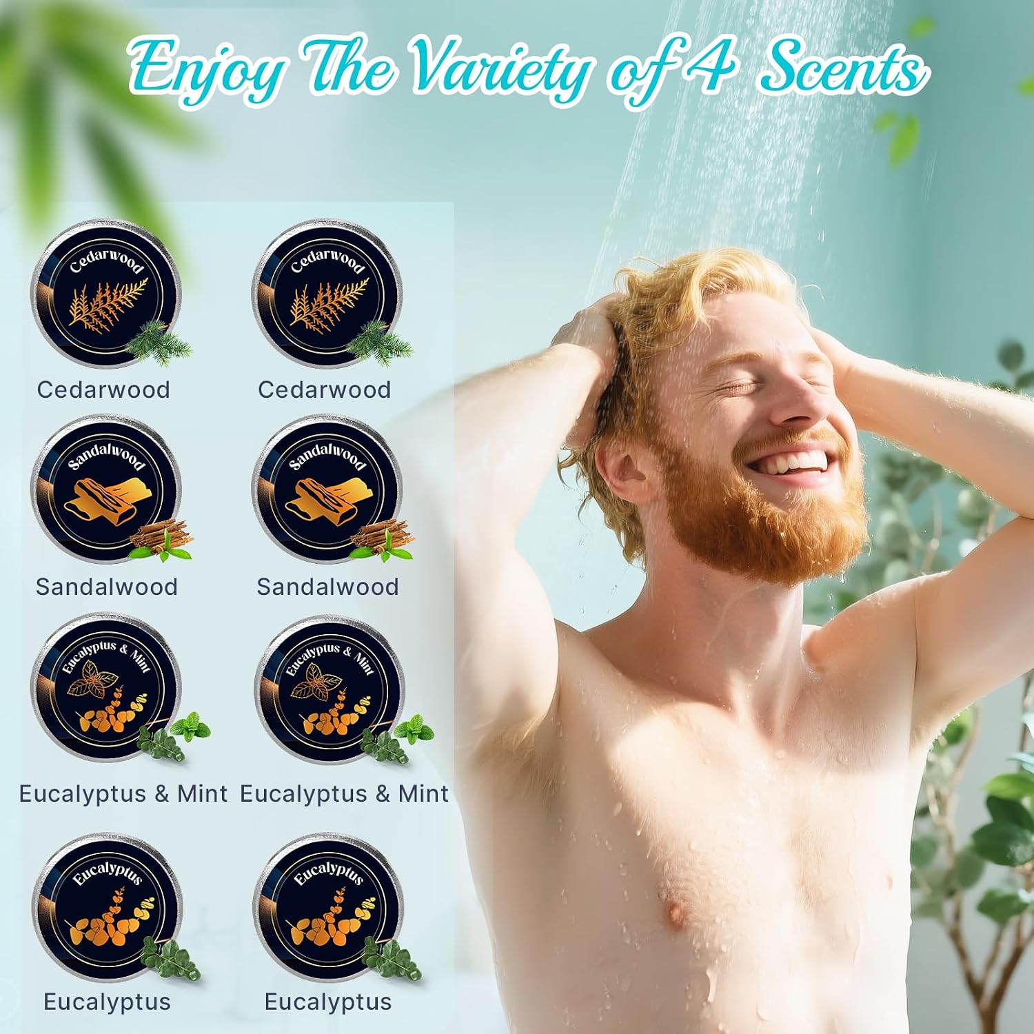 Shower Steamers Aromatherapy for Men 8 Pack, Fathers Day Dad Gifts for Husband Dad Grandpa Son Boyfriend from Daughter Wife, Bath Bombs Self Care Relaxation Stress Relief Birthday Gifts for Men