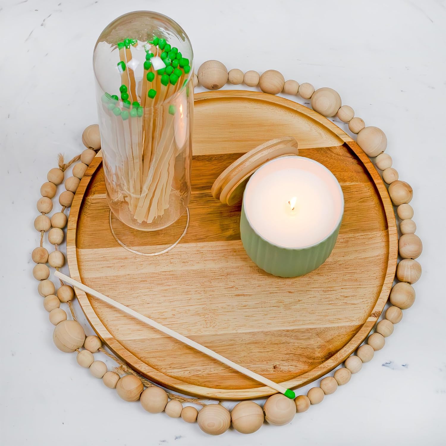 AuldHome Design Fireplace Matches Cloche Set; Jar, Striker w/Wick Trimmer and Snuffer