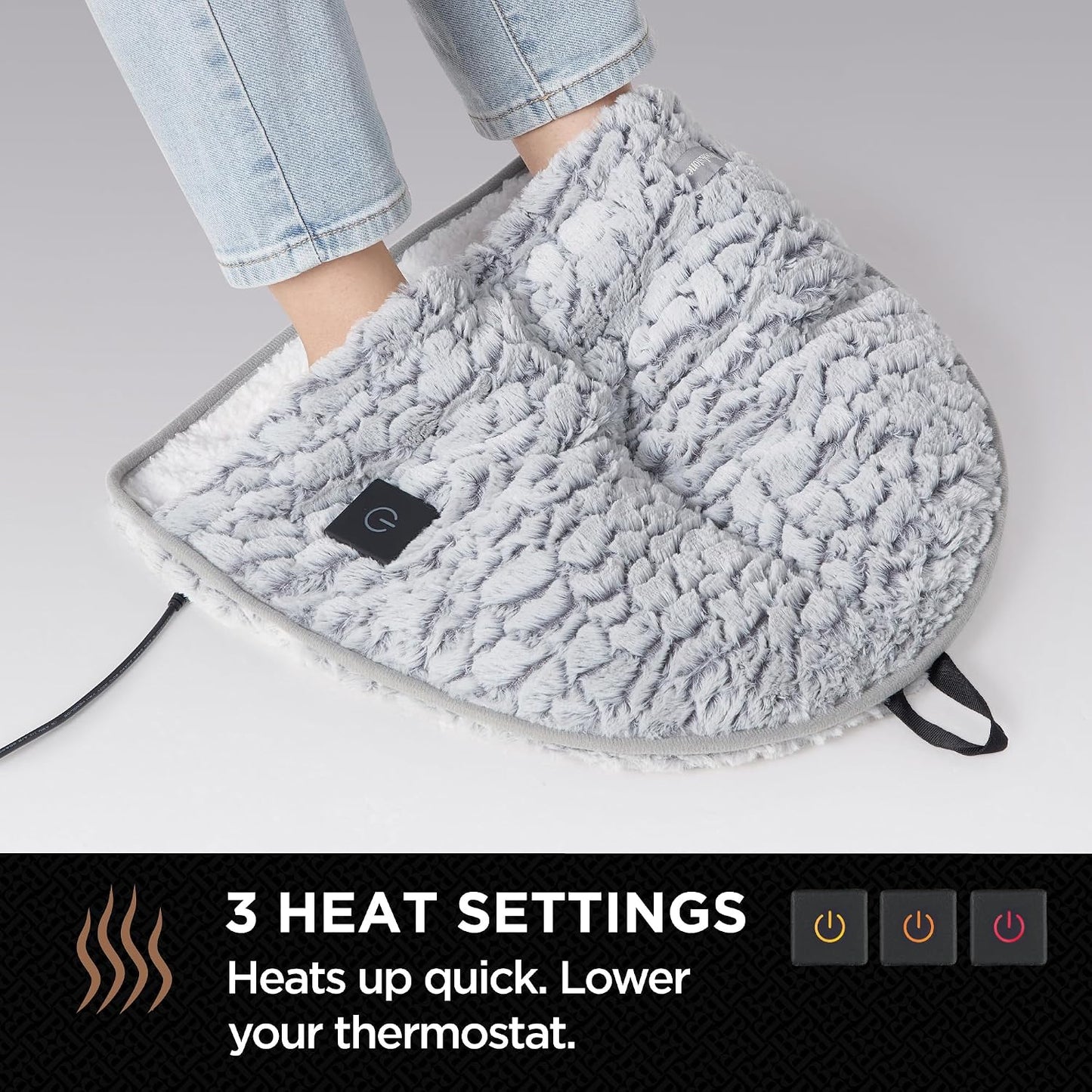 Brookstone Electric Foot Warmer | Ultimate Relaxation with 4 Adjustable Settings for Custom Warmth | Soft Sherpa-Lined for Supreme Comfort | Feet Heater for Sofa, Desk or Anywhere | 100% Polyester