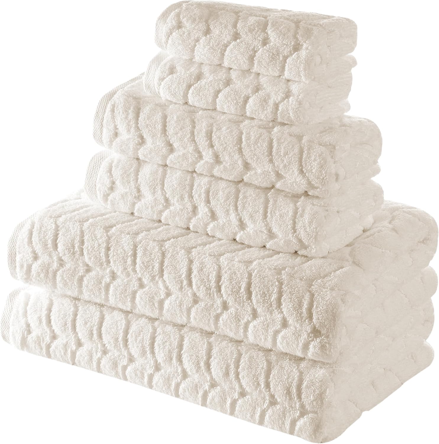 BAGNO MILANO Turkish Cotton Bath Towels, Hand Towels - Soft Plush Jacquard Collection Luxury Towels Set (Cream, Hand Towel Set of 4)