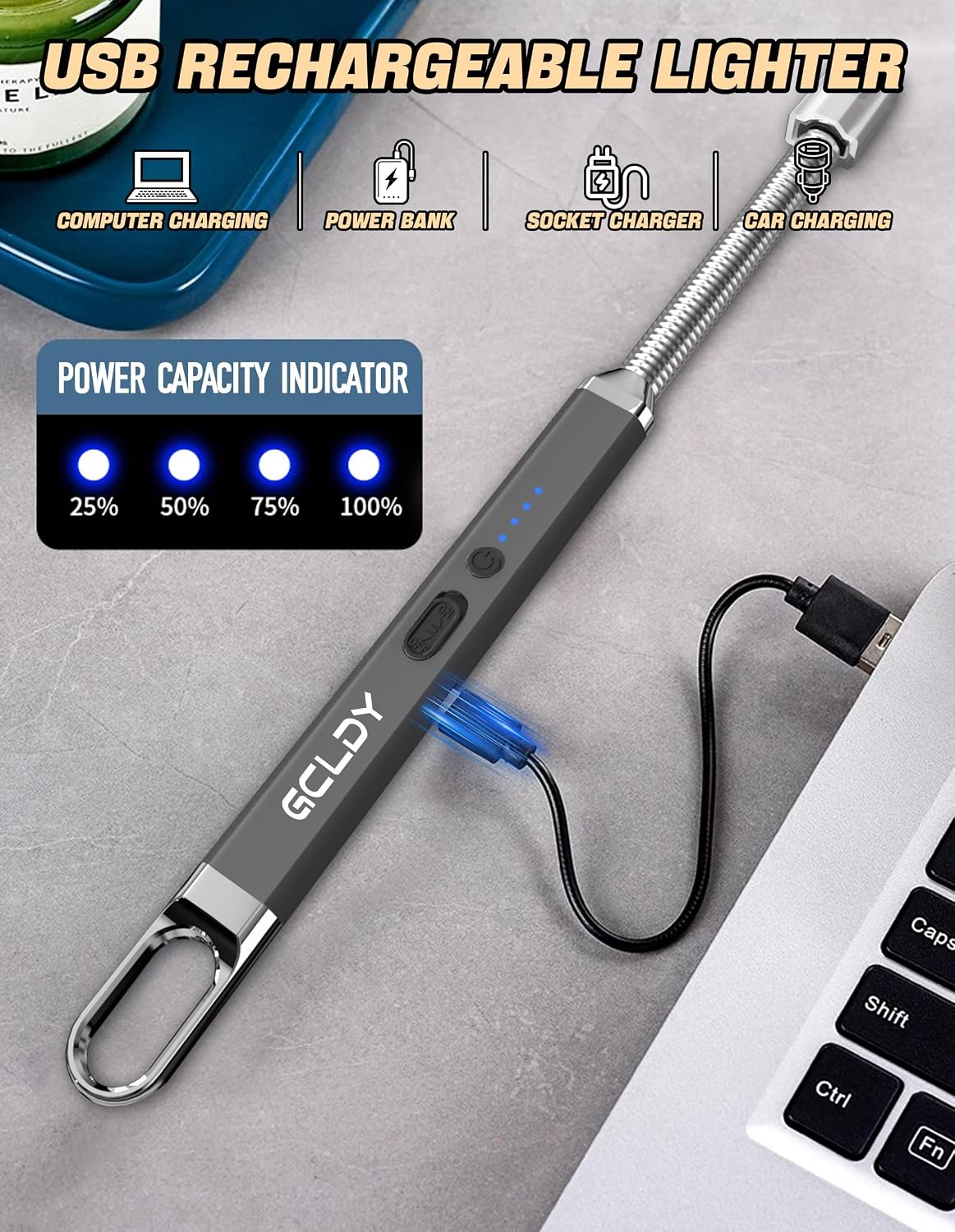 Electric Candle Lighter, Best Stocking Stuffers 2025 for Women Men Adults, Birthday Gift for Women Wife Mom Sister Nana Men, Long Rechargeable Lighter for Candle Grill Home Kitchen BBQ Camping