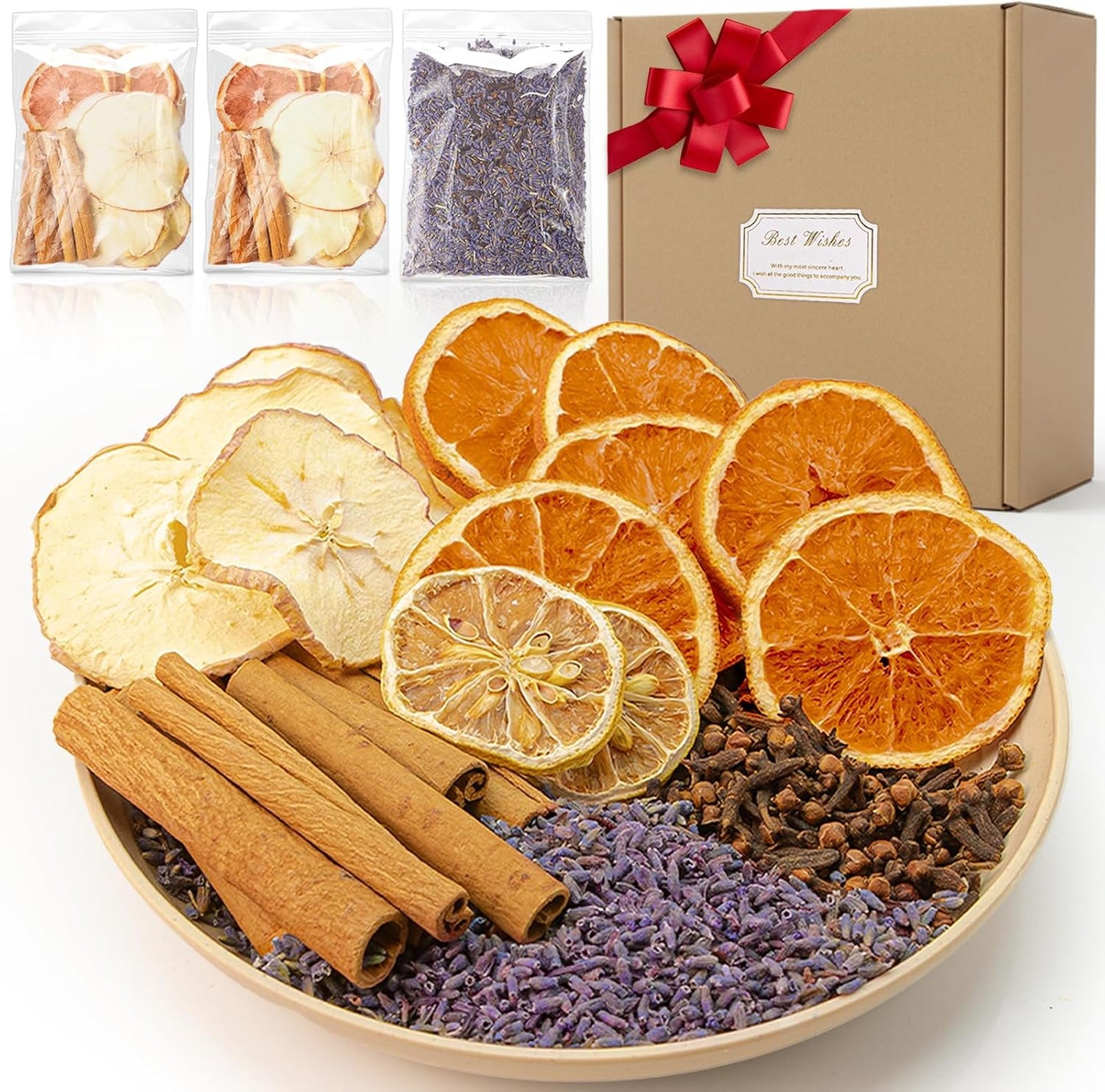 3 Packs Natural Potpourri Simmer Pot Mix – Bulk Cinnamon Sticks, Orange-Apple-Lemon Slices, Lavender Buds & Clove Holiday Stove Scent, Winter Scent Fragrance Stovetop Potpourri Fall Thanksgiving Gift