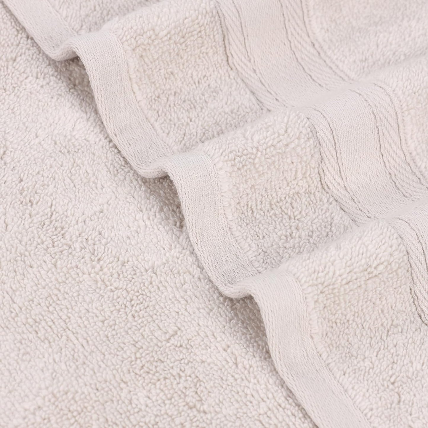 Superior Belmont Zero Twist Cotton Medium Weight Towels, for Guest Bath, Bathroom, Shower, Spa, Plush, Quick Dry, Ultra-Soft Towels, Bath Essentials, Thick Border, 8 Piece Assorted Towel Set, Silver