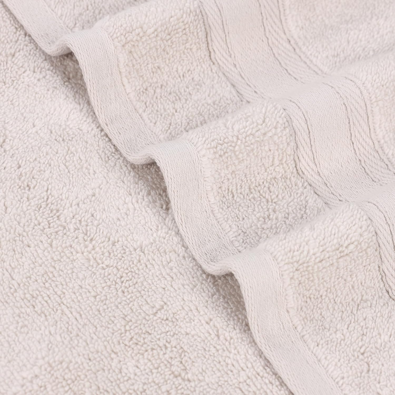 Superior Belmont Zero Twist Cotton Medium Weight Towels, for Guest Bath, Bathroom, Shower, Spa, Plush, Quick Dry, Ultra-Soft Towels, Bath Essentials, Thick Border, 8 Piece Assorted Towel Set, Silver