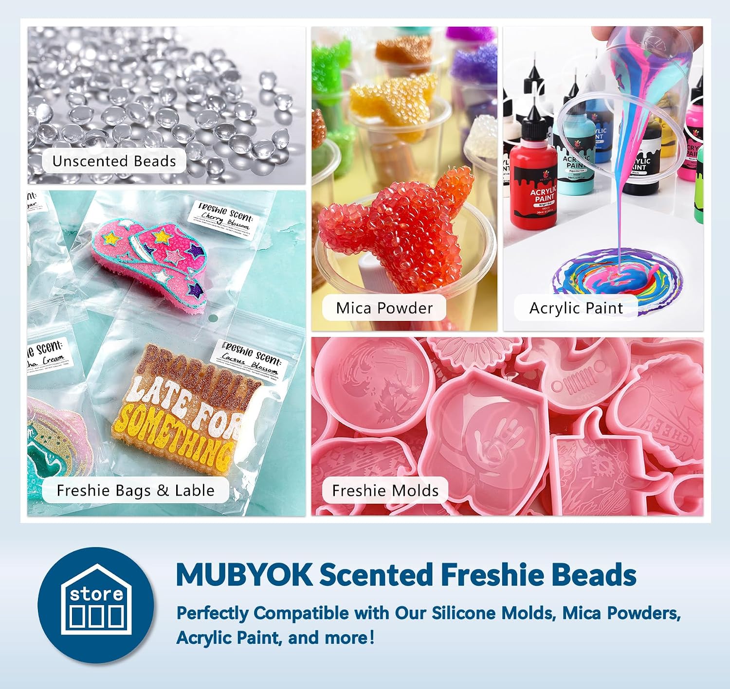 MUBYOK 1.5LB Velvet Amber Premium Scented Aroma Beads for Making Car Freshies Supplies PreScented Beads for Car Air Freshener Sachets Long-Lasing Scent