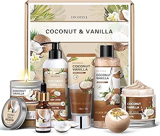 Gifts for Women, Birthday Gifts for Women, Bath and Body Gifts Set, Vanilla Coconut Spa Gift for Self Care,Thank you Relaxing Bath Sets for Mom, Grandma, Girlfriend, Sister, Friends