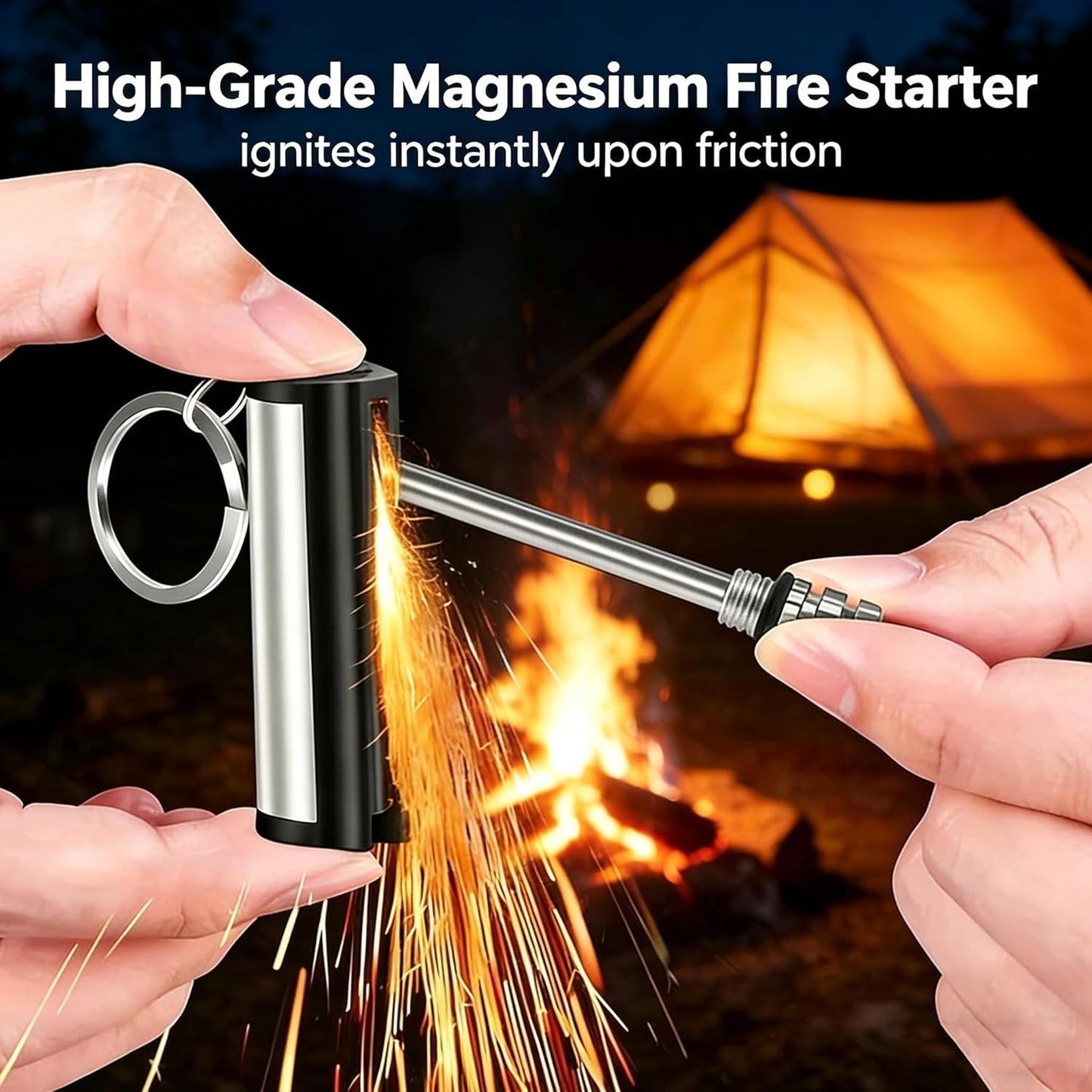 Permanent Match Lighter, Waterproof Matches, Strike Anywhere Matches, Emergency Fire Starter Striker Set, with Metal Keychain, 3 Pack