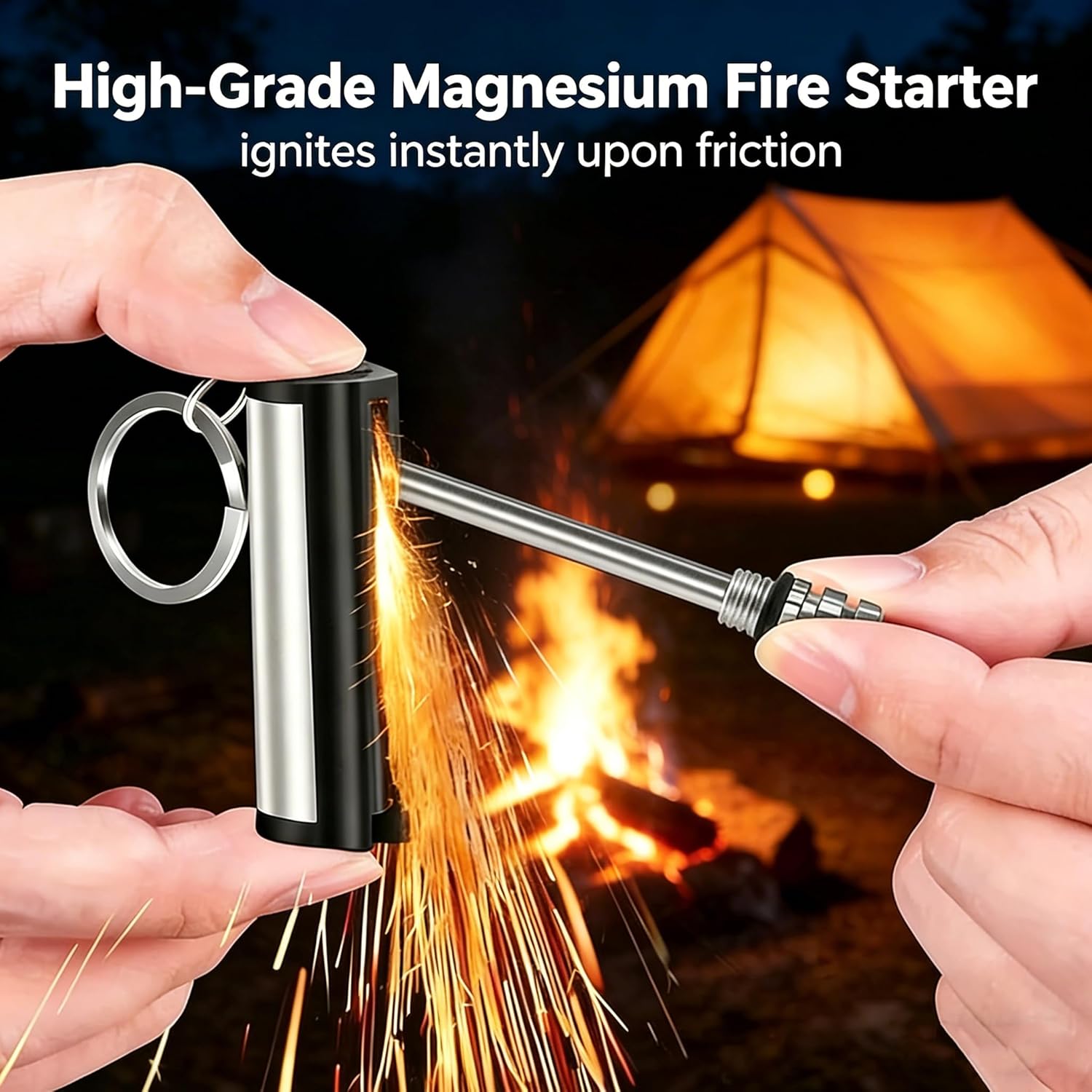 Permanent Match Lighter, Waterproof Matches, Strike Anywhere Matches, Emergency Fire Starter Striker Set, with Metal Keychain, 3 Pack