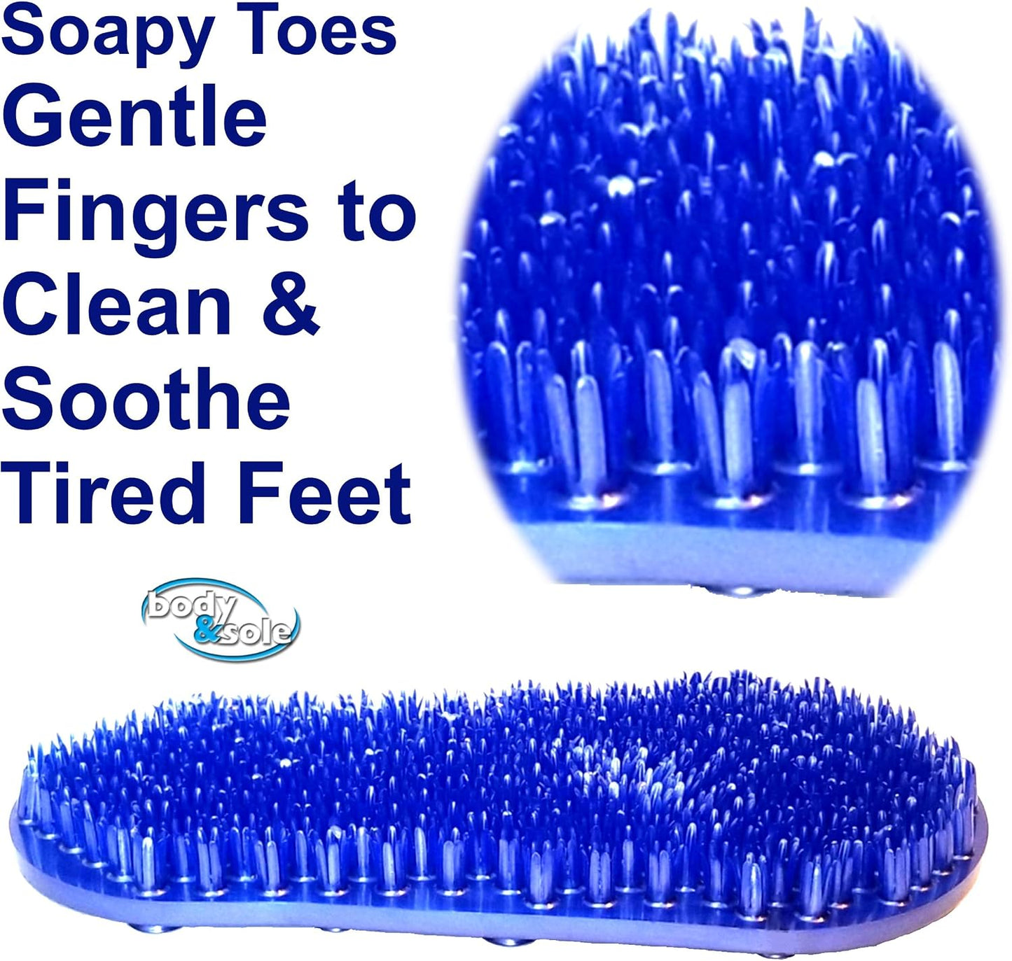 Soapy Toes Travel Sized Foot Scrubber Massages & Cleans Tired Feet, Suction Cups to Tub- Shower Floor | Easy Foot Care for Those with Limited Mobility, Fits Small Showers Like RV or Boat (Pearl Blue)