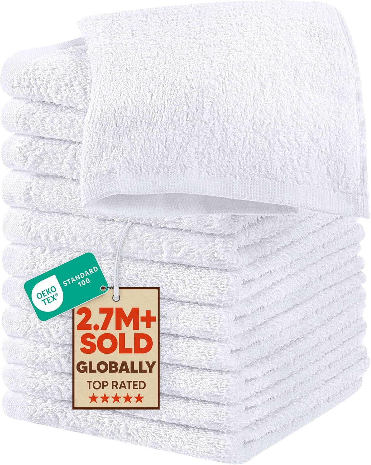 Utopia Towels 12 Pack Cotton Washcloths Set, 100% Ring Spun Cotton, Premium Flannel Face Cloths, Highly Absorbent and Soft Feel Fingertip Towels, White