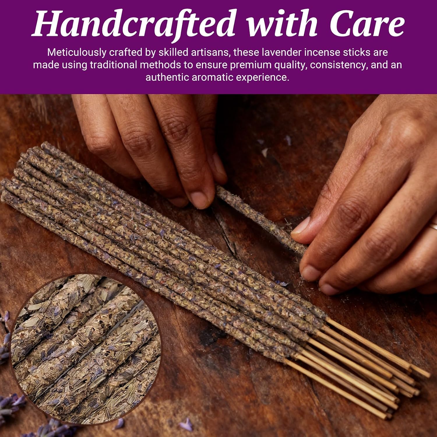 Lavender Incense Sticks Natural - 16 Sticks Handcrafted Lavender Sticks for Relaxation, Meditation, Yoga, Spiritual Purification & Home Ambiance | inciensos aromaticos para la casa