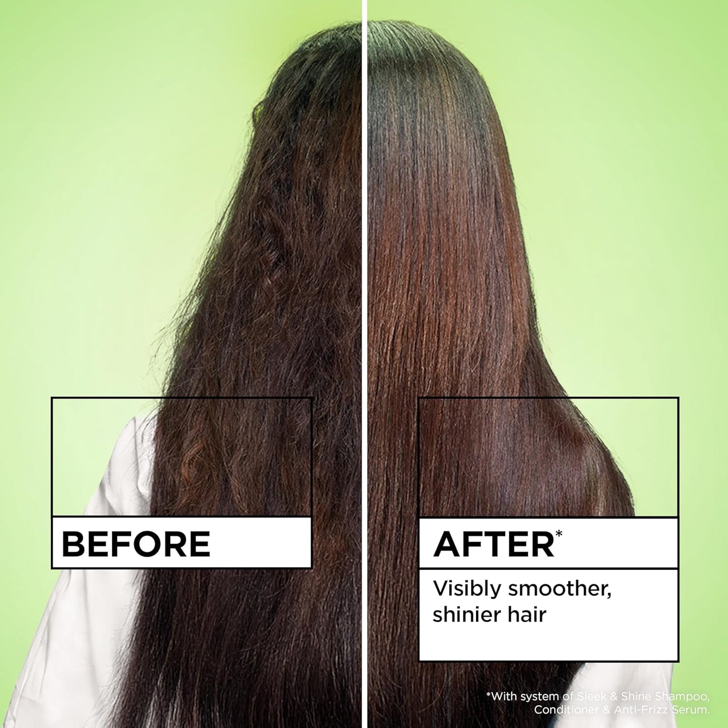 Garnier Fructis Sleek & Shine Anti-Frizz Serum, Leave-In Hair Treatment with Vegan Kera System + Argan Oil, Up to 72HR Frizz Control and Humidity Protection, For Frizzy, Dry Hair, 5.1 Fl Oz
