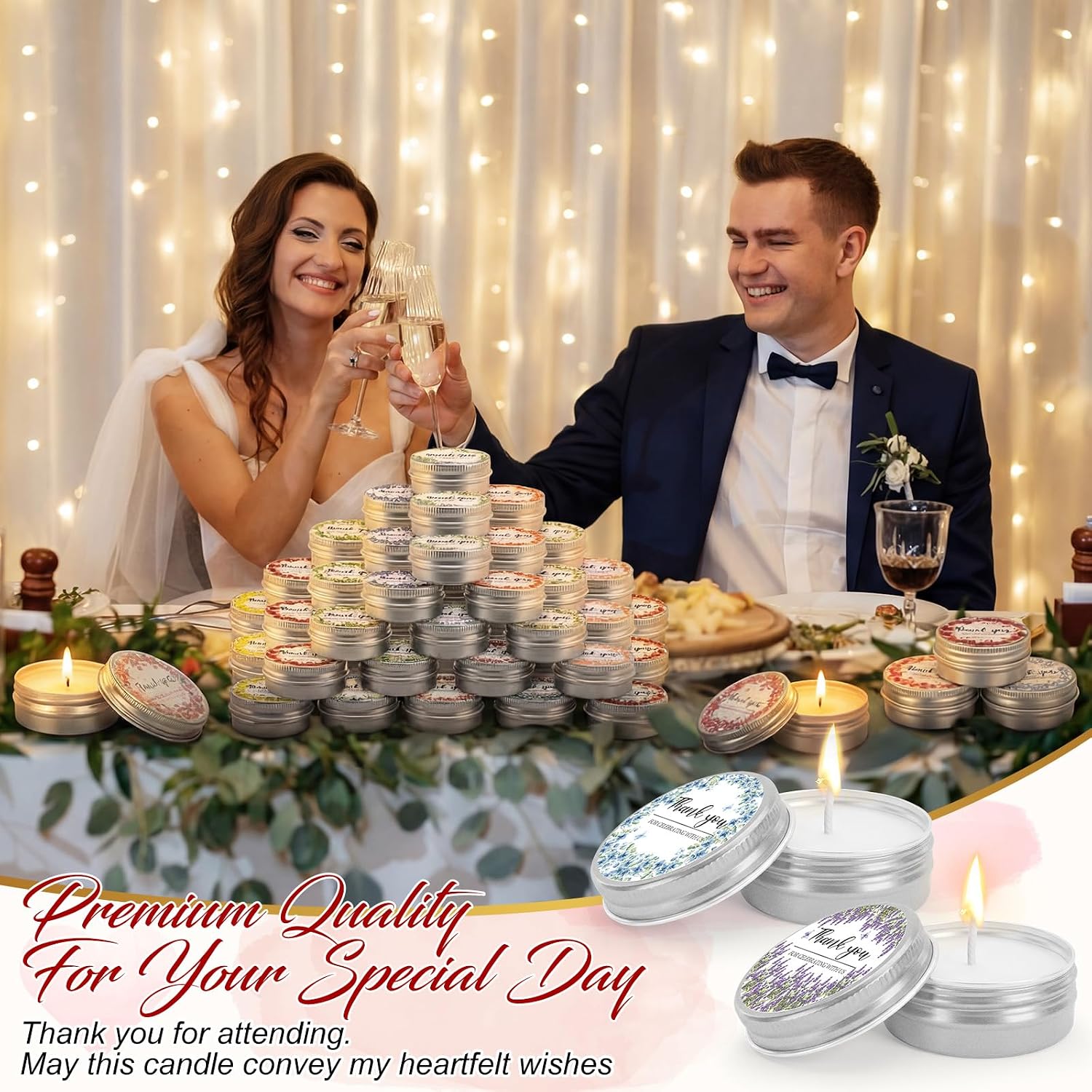 Nuanchu 50 Pcs Wedding Favors Candles Gifts for Guests Bridal Shower Party Favors 1 oz Thank You Small Tin Candle Bulk Aromatherapy Floral Scents for Wedding Celebration Bridesmaid Proposal Gift