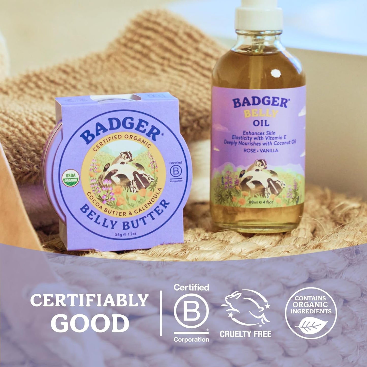 Badger Organic Pregnant Belly Oil - Jojoba & Coconut - 4 oz.