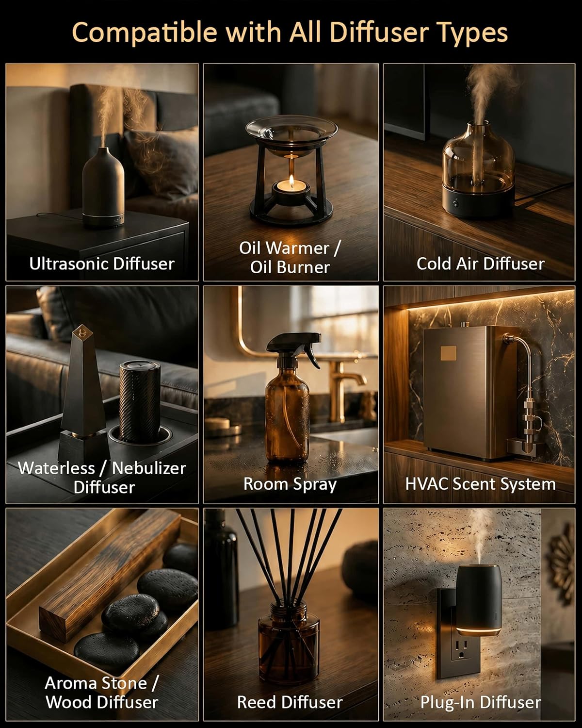 24K Hotel Diffuser Oil Inspired by W Hotel – Fragrance & Essential Oil Blend for Waterless & Cold Air Diffusers – Citrus, Lemongrass, Jasmine – Long-Lasting Aroma – Aromatherapy – 4 Fl Oz Glass Bottle