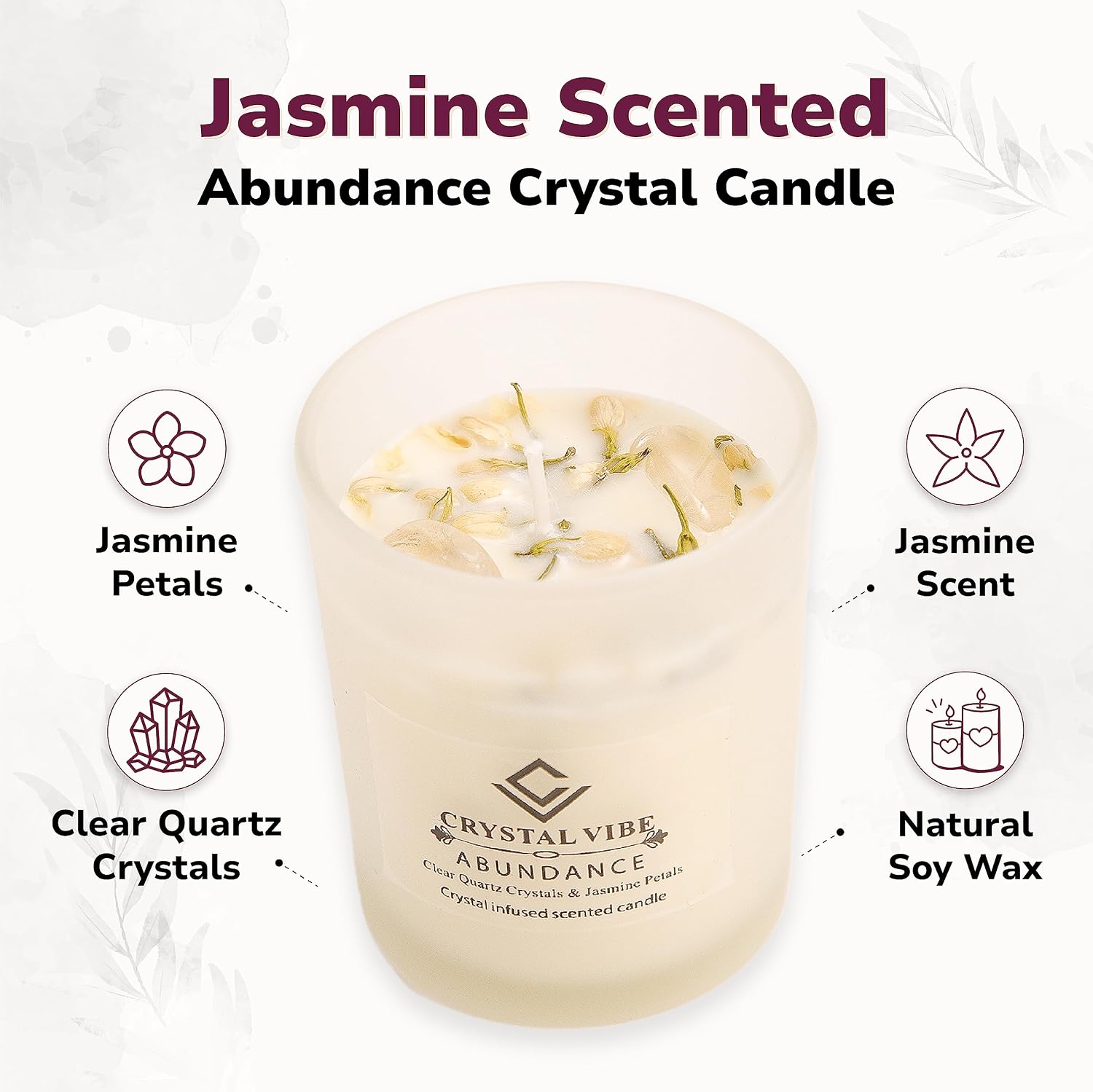 Crystal Vibes Scented Candle for Aromatherapy & Meditation | Long-Lasting Fragrance | Relaxing Home Décor | Stress Relief & Calm Ambience