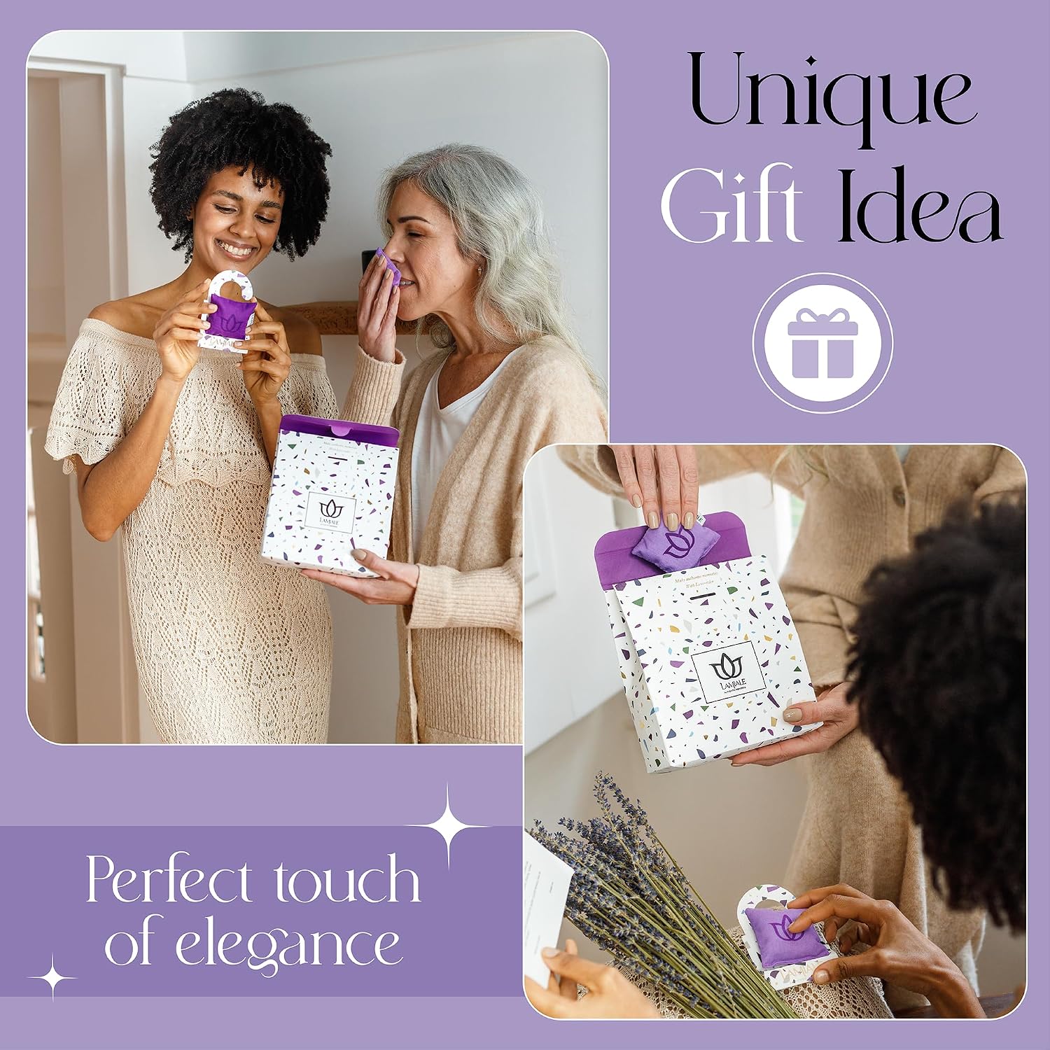 Lamiale Croatian Lavender 8 Scented Sachets for Drawers and Closets – Handmade Sachets, Natural Air Freshener, Moth Repellent, Ideal Gift for Her, Valentine's Day, Housewarming, Mother's Day.