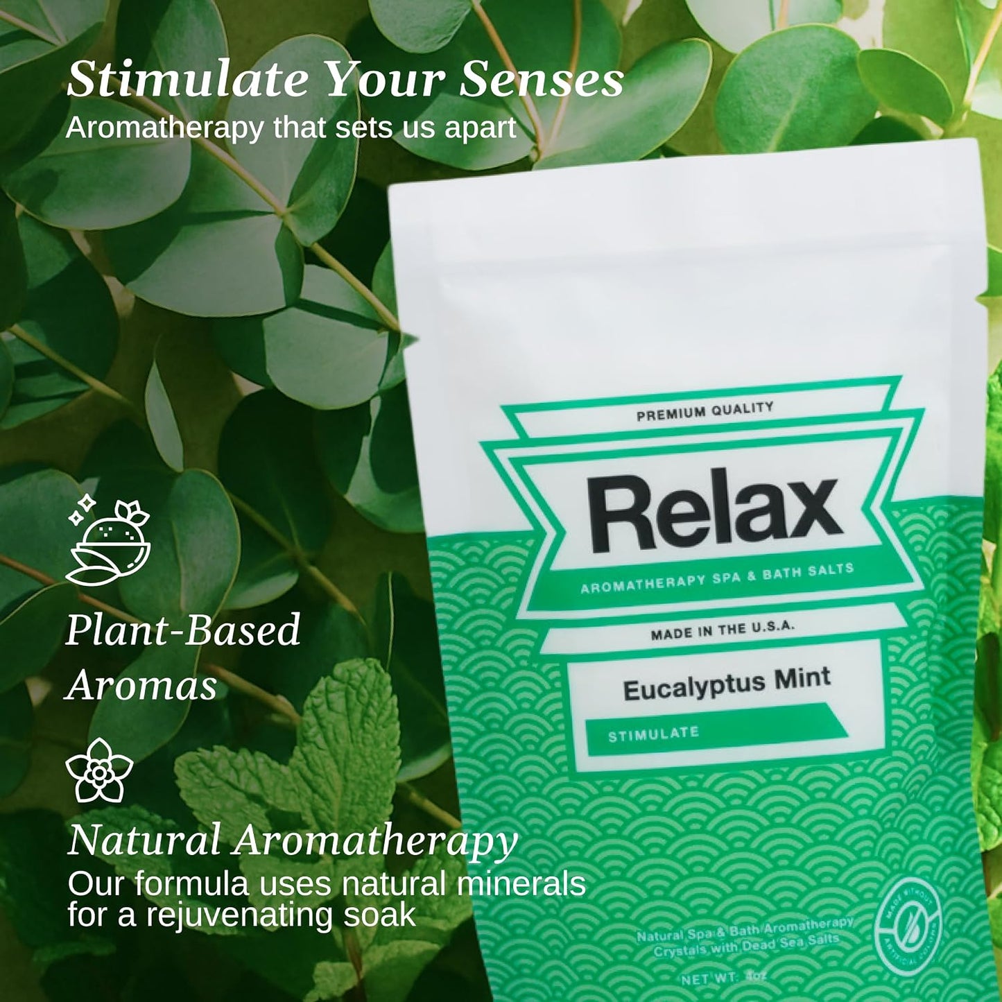 Relax Spa & Bath Aromatherapy Bath Salts Variety Pack for Hot Tub, Bath, or Spa, Infused with Magnesium, Bath Salt for Soaking, Four 4oz Sample Bags