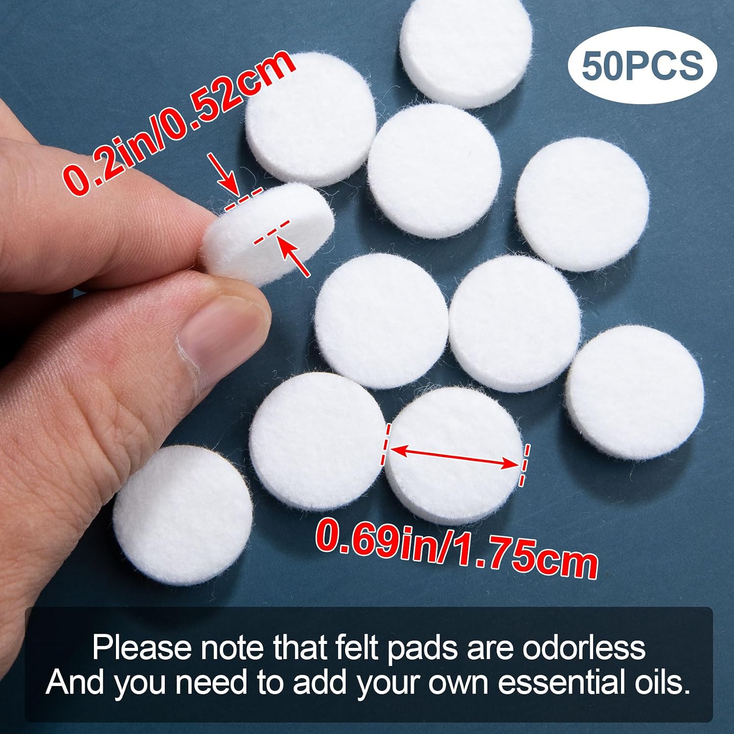 HINZIC 50Pcs Car Air Freshener Refill Felt Pads, 17.5MM/0.7inch Unscented White Air Freshener Replacement Pads Oil Perfumes Refill Tablets for Car Air Freshener Vent Clips Car Diffusers