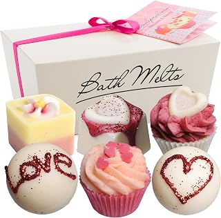 BRUBAKER 6 Handmade 'Blossom & Hearts' Spa Bath Bombs Bath Melts Bath Truffles Gift Set - All Natural Vegan, Organic Shea Butter, Cocoa Butter and Olive Oil Moisturize Dry Skin.