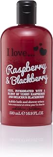 I LOVE Raspberry and Blackberry Bath and Shower Cream - Hydrating Body Wash and Bubble Bath - with Natural Fruit Extracts and Provitamin B5-16.9 oz