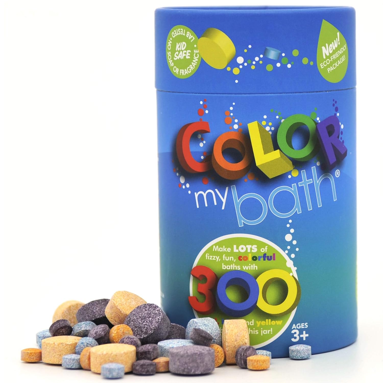 – Bath Color Tablets for Kids, 300 Count Jar – Color Changing, Non-Toxic, Non-Staining, Fragrance-Free – Mix Your Own Rainbow and Make Bathtime Fun & Educational - Made in USA (1-Pack)