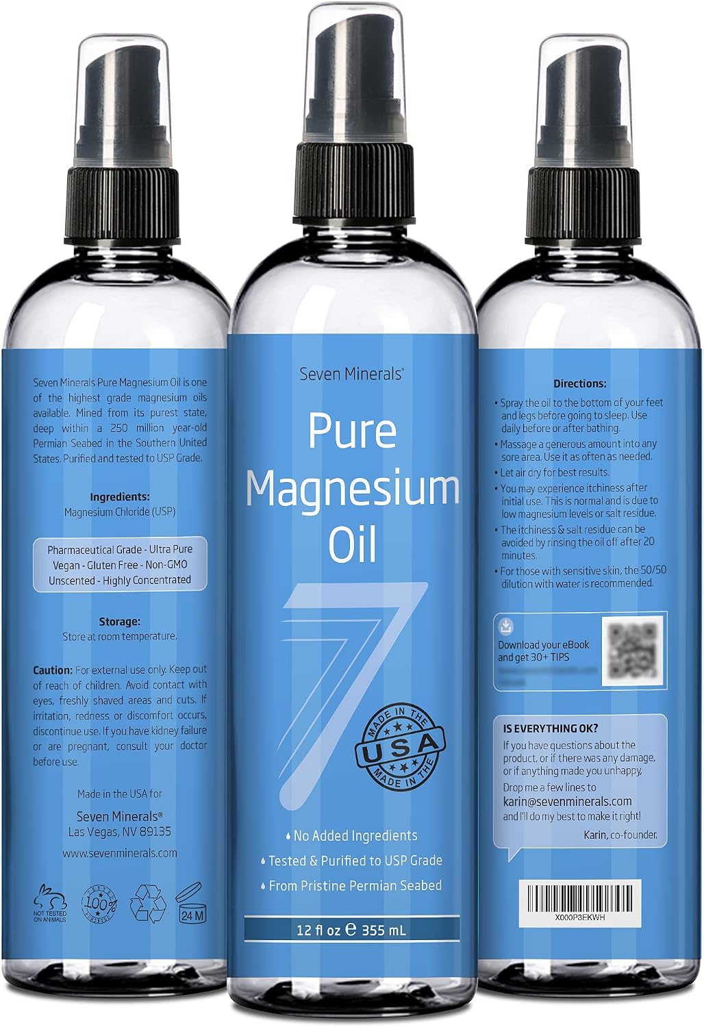 Seven Minerals Pure Magnesium Oil & Pure Magnesium Bath Flakes