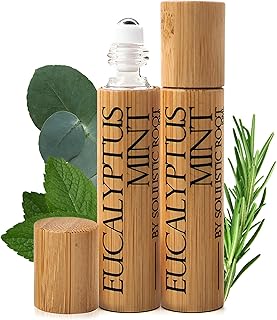 Soulistic Root Eucalyptus Mint Essential Oil Roll On – Breathe Essential Oil Blend w/Peppermint, Spearmint, Rosemary – Aromatherapy Rollerball for Spa, Self Care, Energy – 10ml Bottles Each