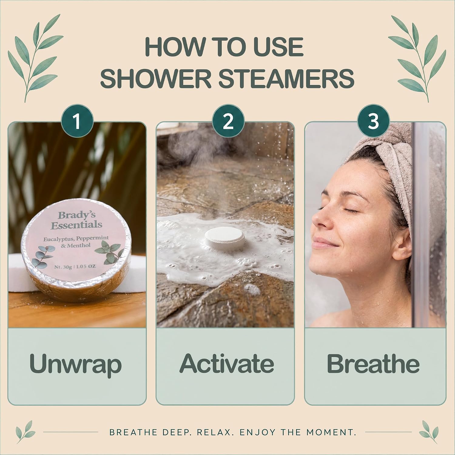 Sinus Blend Shower Steamers Aromatherapy 8 Pack - Eucalyptus, Peppermint & Menthol - Natural Essential Oils for Stress Relief - Self Care Gifts for Women & Men - Organic & Vegan
