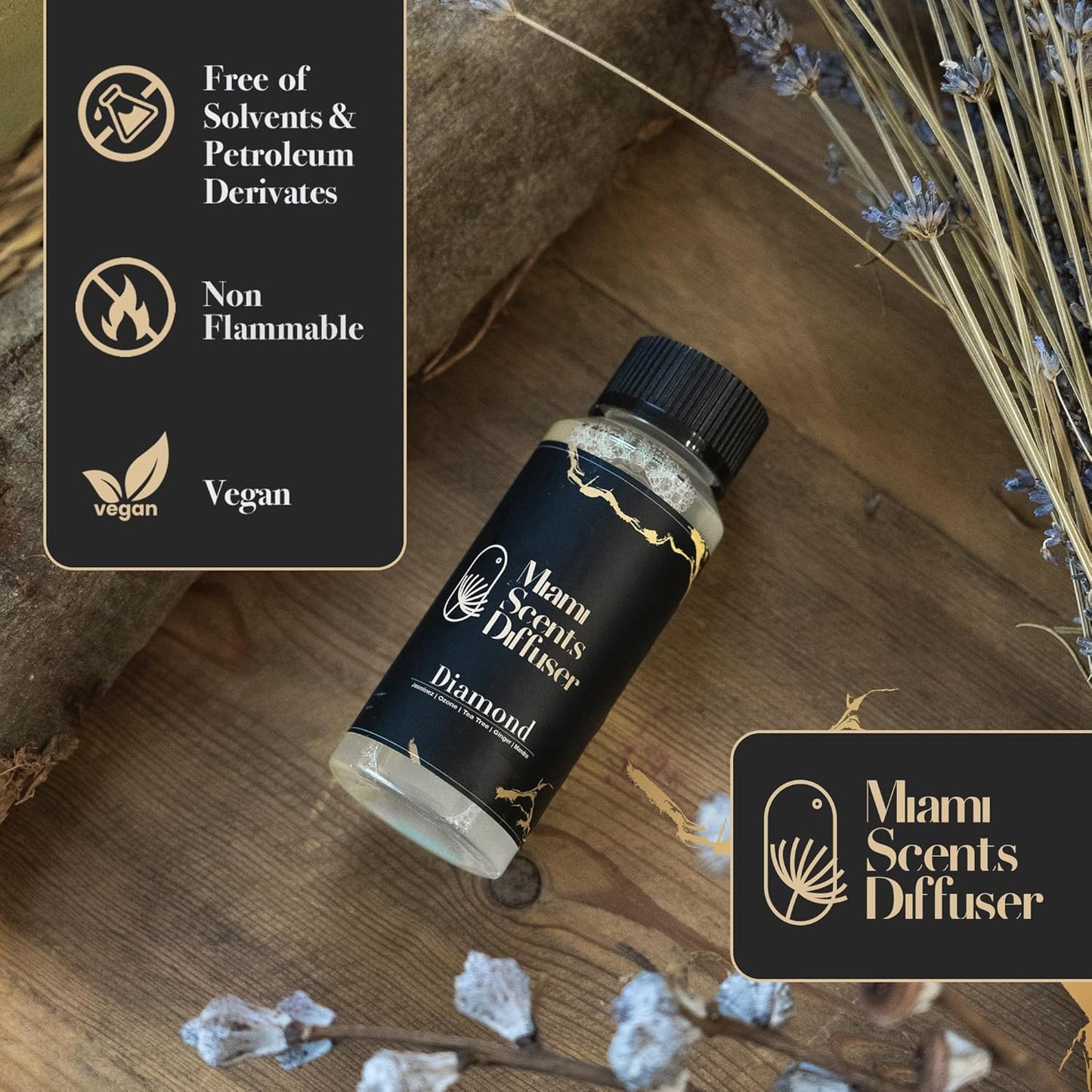 Diamond Touch Essential Oil Refill Luxury Hotel Inspired - Long Lasting Aroma for Home Office Diffuser, 120ml Fresh Blend of Jasmine, Mandarin, Tea Tree and Ginger, Scent for Spa Wellness Aromatherapy