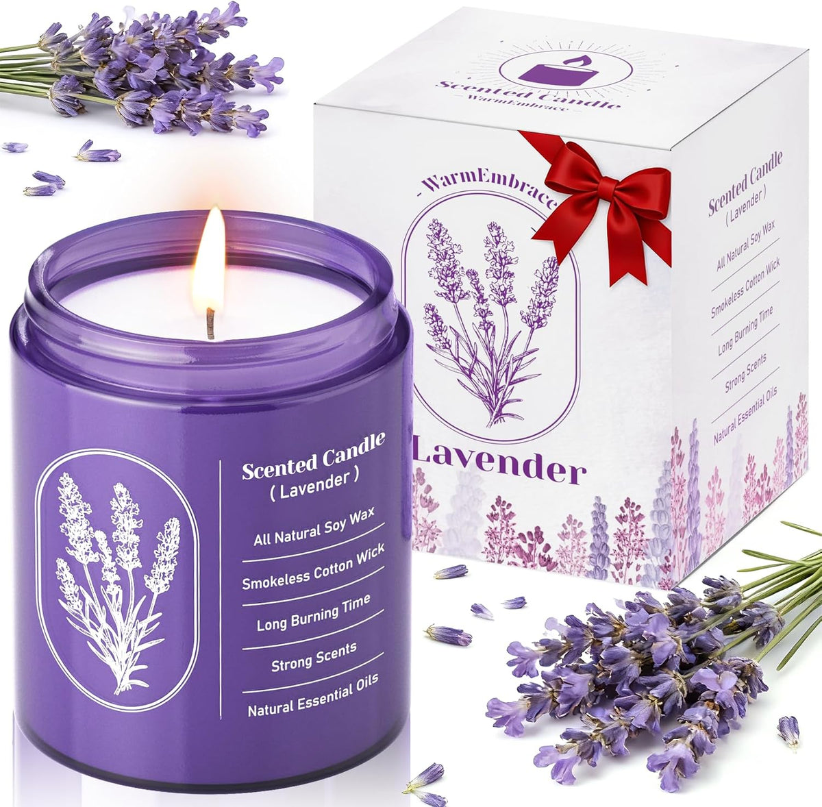 WarmEmbrace Lavender Scented Soy Candle for Women & Men