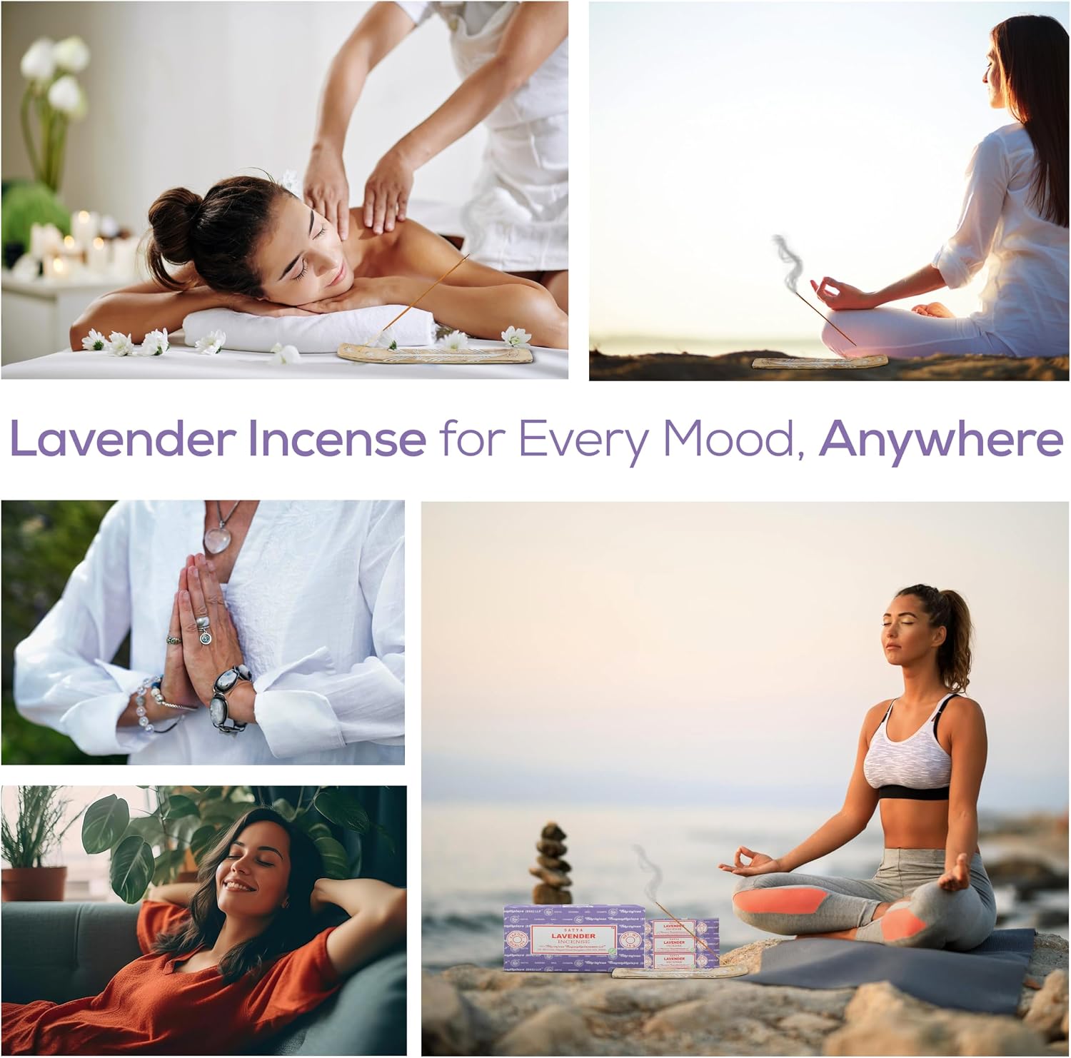 Satya Lavender Incense Sticks, Satya Bng (Bangalore) Insenses 15gmx12 Pack with Raajsee Incense Holder Bundle, Satya Nagchampa Natural Incense